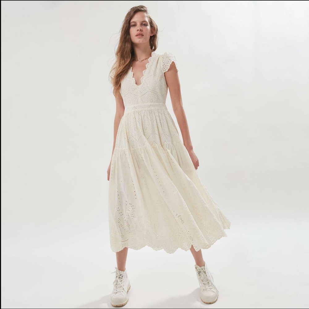 Urban Outfitters Eyelet Tie Back Midi Dress XS